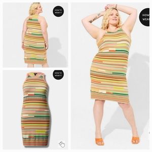 NWT Torrid Crochet Multicolor Colorblocked Striped Tank Dress Size 1x